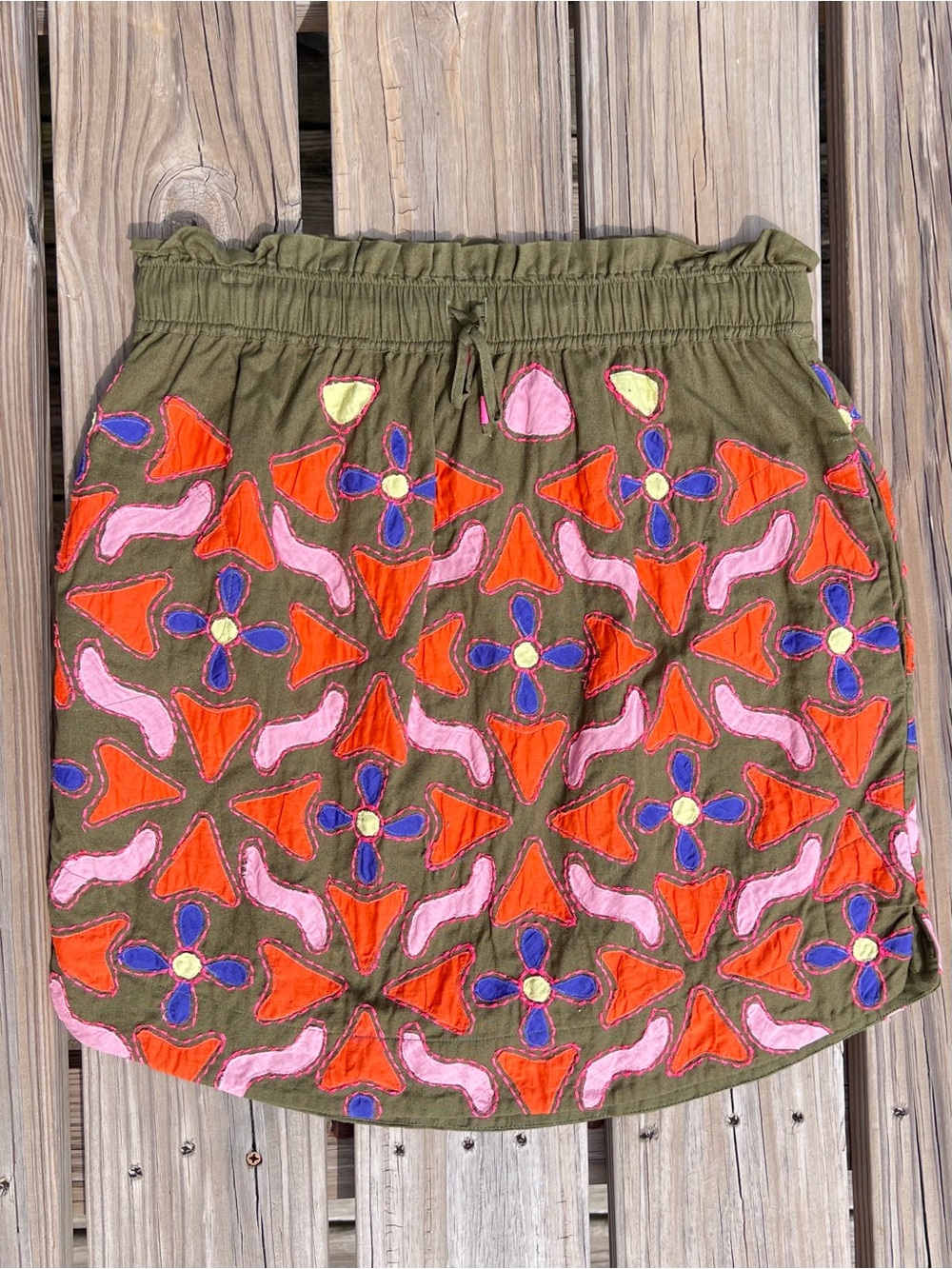 Mauve Anthropologie M Linen Embroidered Appliqué Skirt! EUC! - Picture 5 of 15